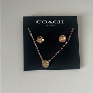 Coach Rose Gold Necklace and Earring Set